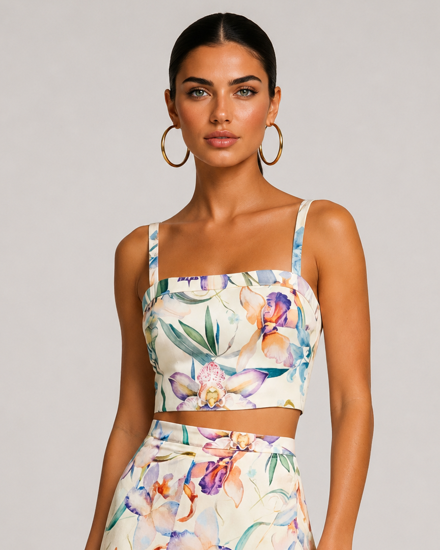 Hibiscus / Ivory_model1 Des:Model is 5’7” A cup and wears S and US 2