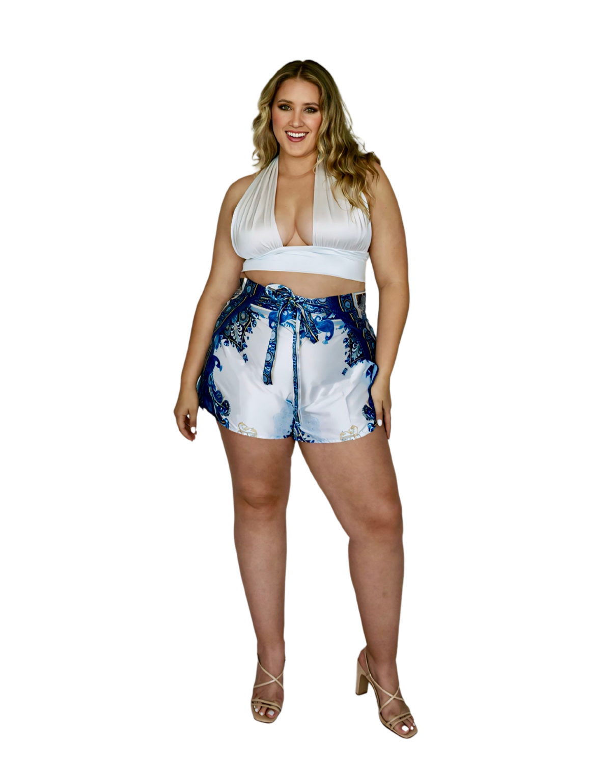 Reina Blue_model2 Des:Model is 5’9” and wears size L and US 14