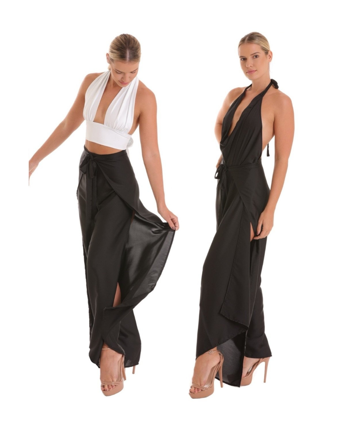 Black_model1 Des:Model is 5’6” and wears size XS-S and US 0