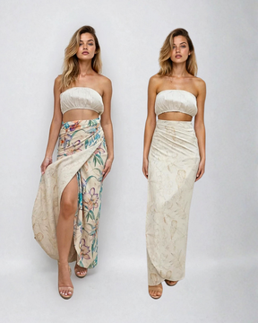 Hibiscus / Gold Leaf (Pre-order 5/20)_model1 Des:Model is 5’6” B cup and wears S and US 4