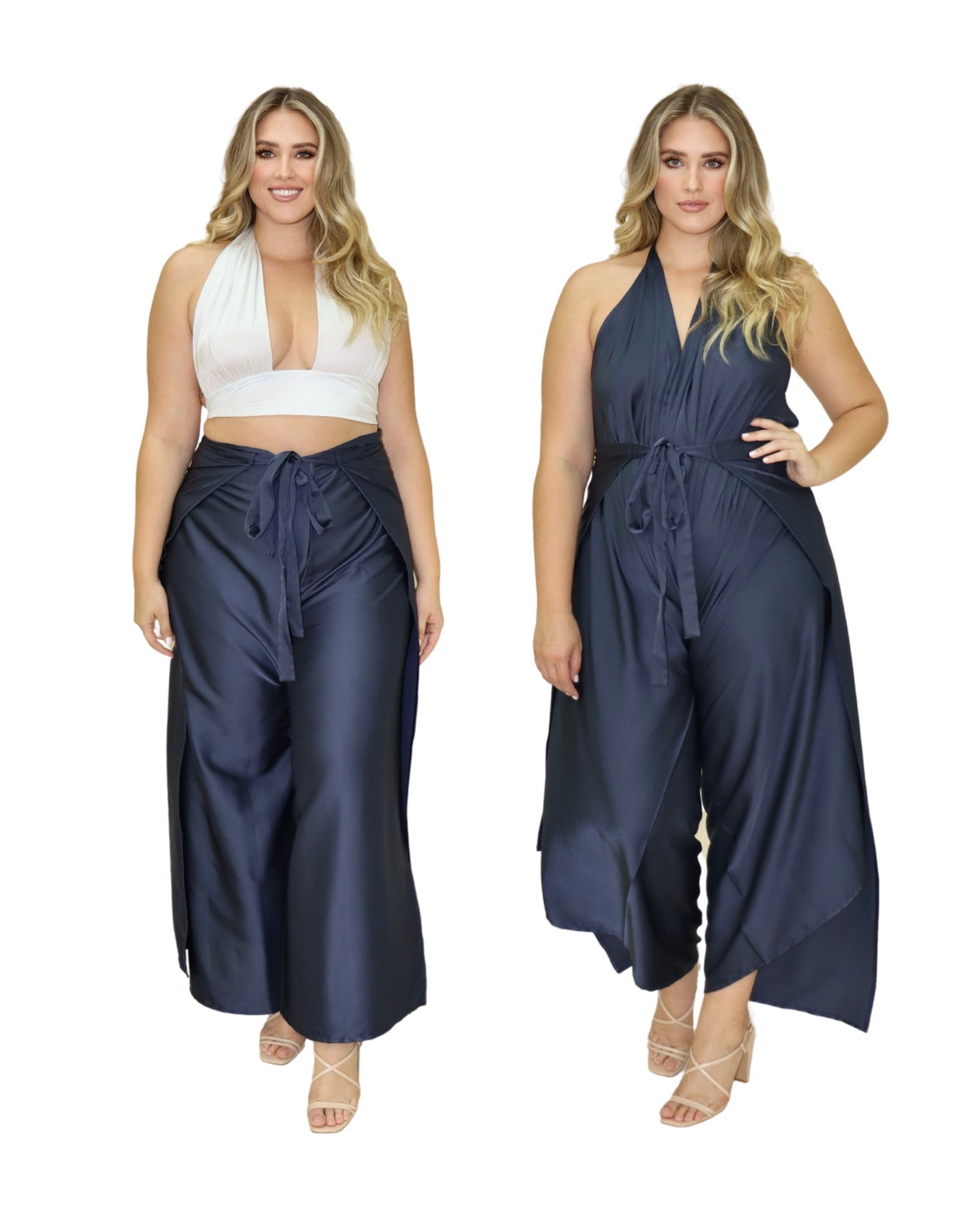 Conjunto de pantalón y blazer - Azul acero