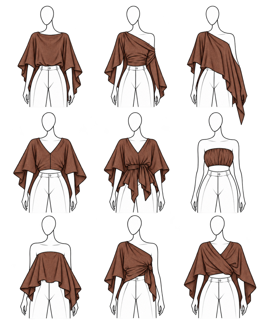 Multiway Linen Cape Top – Brown