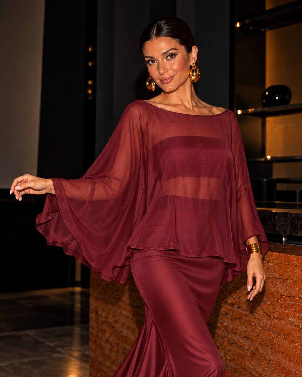 Multiway Chiffon Cape Top
