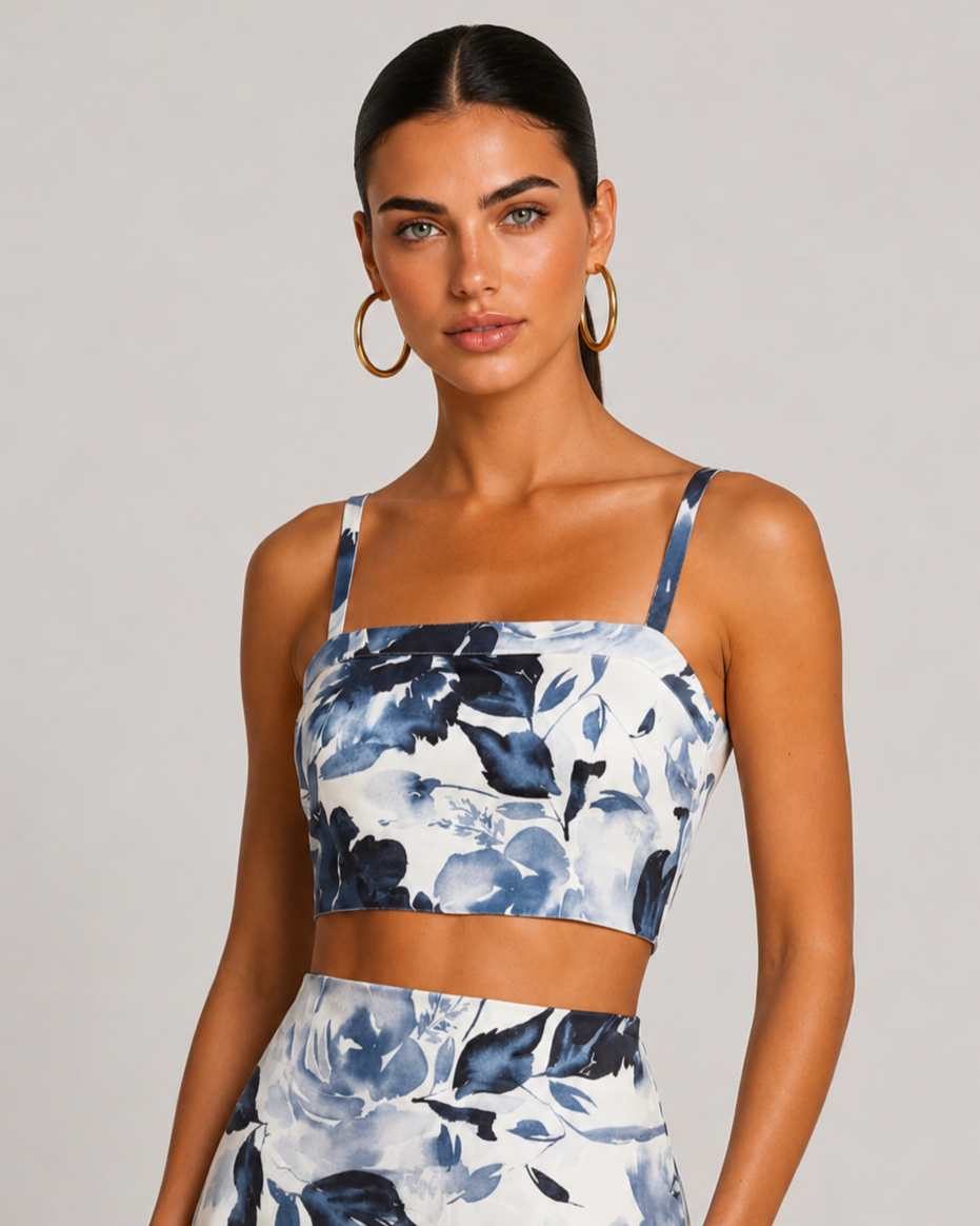 Reversible Bow Top - Sapphire Bloom