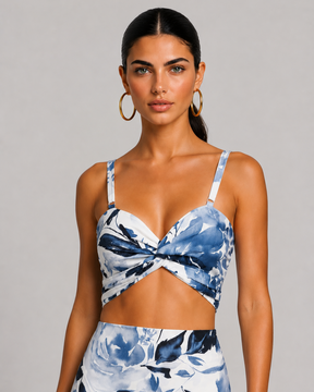 Reversible Bow Top - Sapphire Bloom