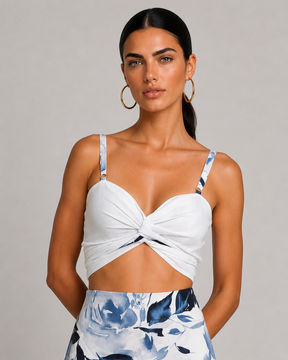 Reversible Bow Top - Sapphire Bloom
