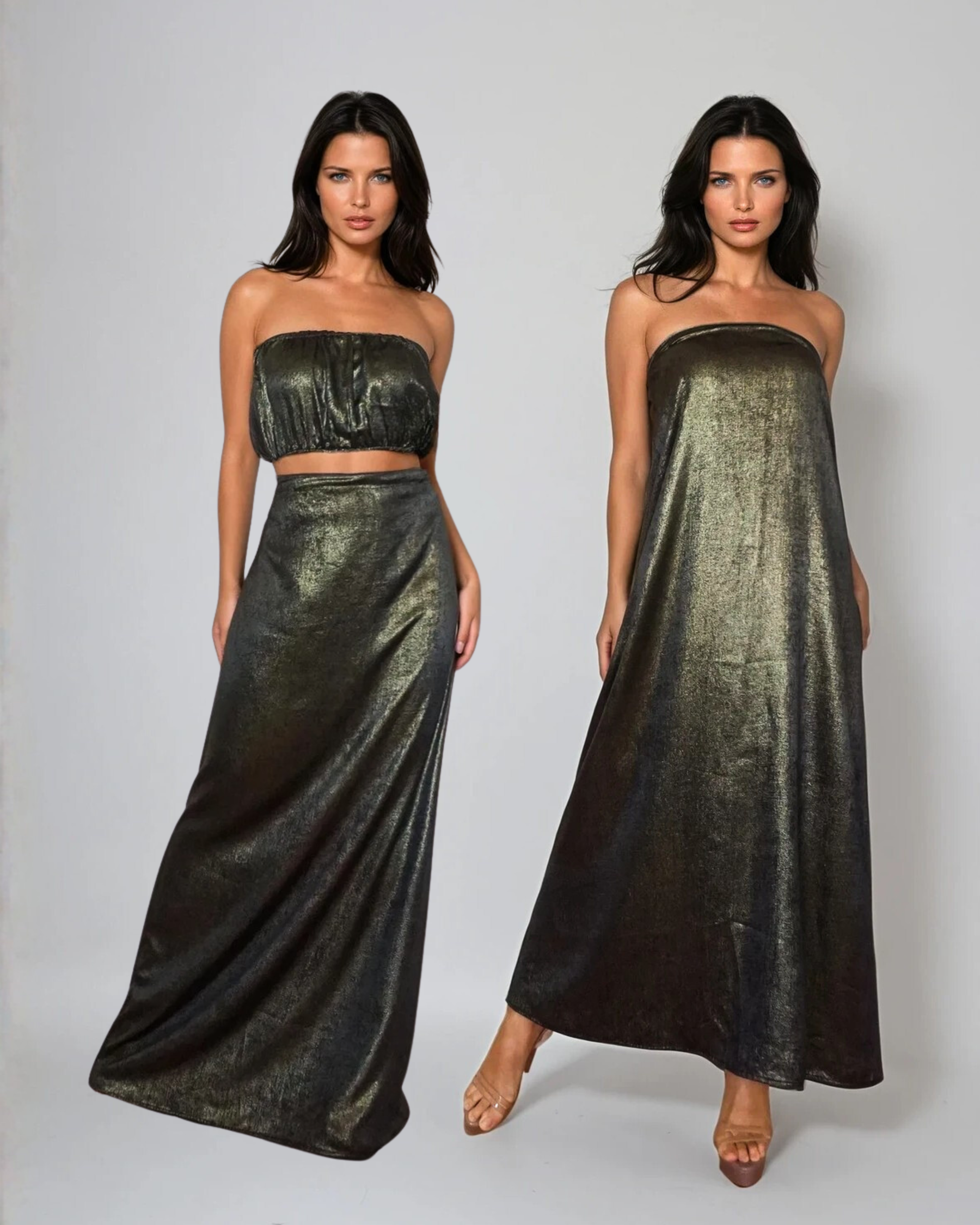 Reversible Maxi Skirt to Dress - Gold / Black