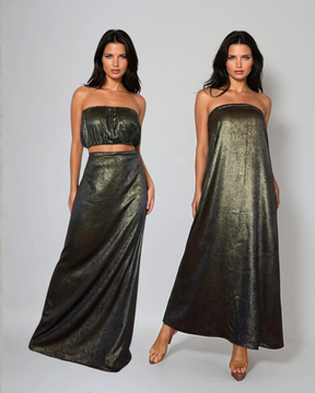Reversible Maxi Skirt to Dress - Gold / Black