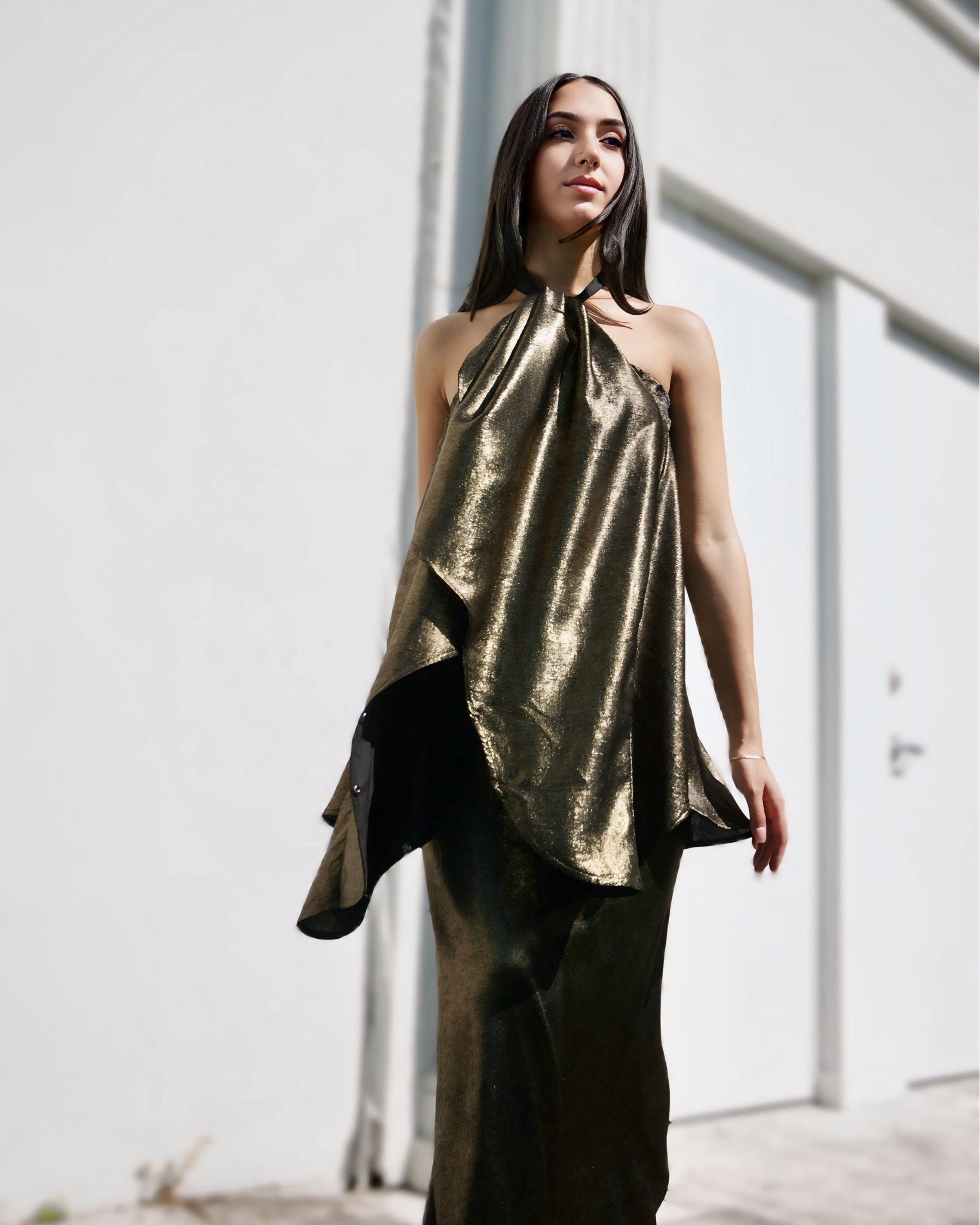 Reversible Cape Top - Liquid Gold