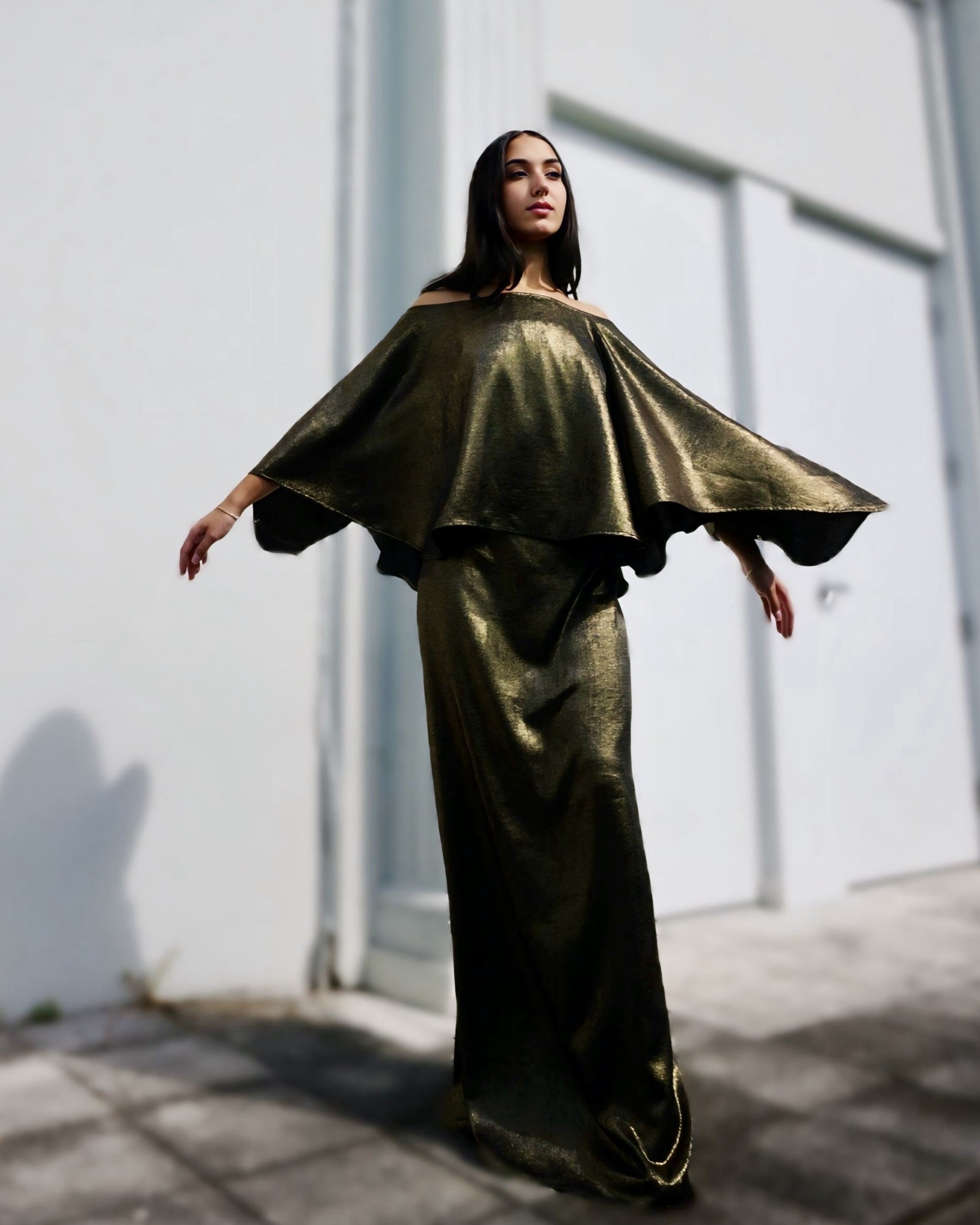 Multi-Way Cape Top | Reversible Holiday | Black / Gold Foil Multi-Way Cape Top | Reversible Holiday | Black / Gold Foil
