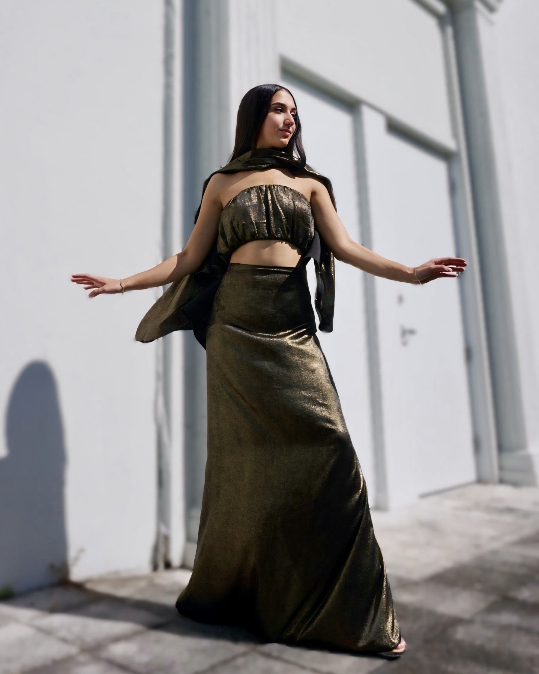 Reversible Cape Top - Liquid Gold