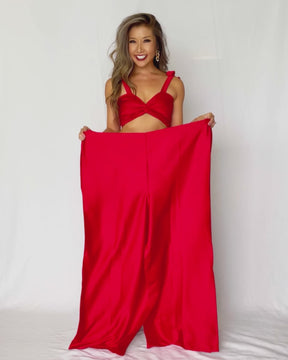 Pant to Jumpsuit - Red Satin