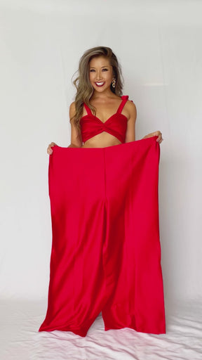 Pant to Jumpsuit - Red Satin