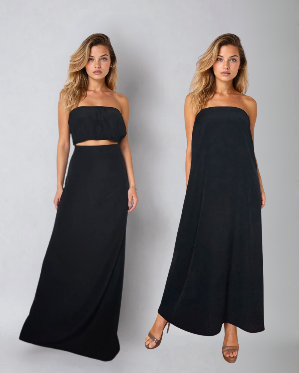 Reversible Maxi Skirt to Dress - Gold / Black