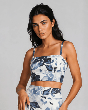 Sapphire Bloom / White (Pre-order 4/30)_model1 Des:Model is 5'7” B cup and wears size XS and US 2