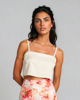 Sunset Bloom / White (Pre-order 5/20)_model1 Des:Model is 5'7” B cup and wears size XS and US 2