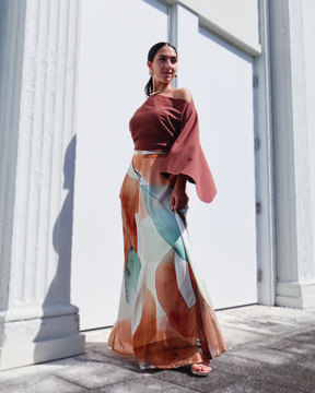 Multiway Linen Cape Top – Brown