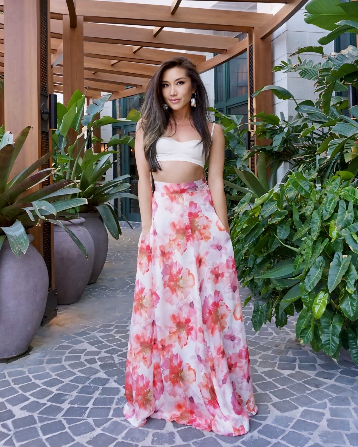 Sunset Bloom_model1 Des:Model is 5’2” and wears size XS-S and US 2