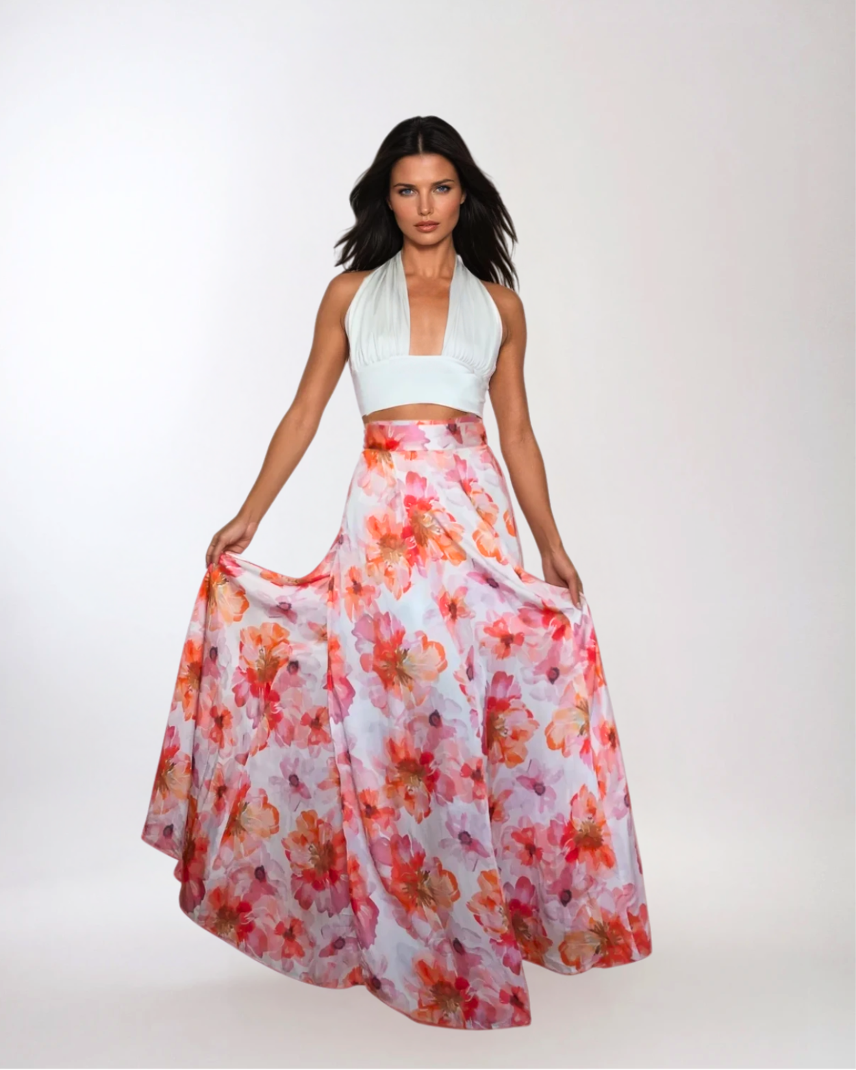 Sunset Bloom_model1 Des:Model is 5’6” and wears size XS and US 0