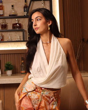 Draped Halter Top - Linen
