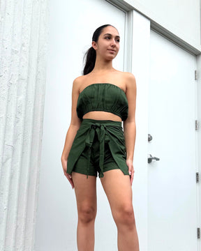 Olive Green_model1 Des:Model is 5’2” A Cup and wears size XS and US 0